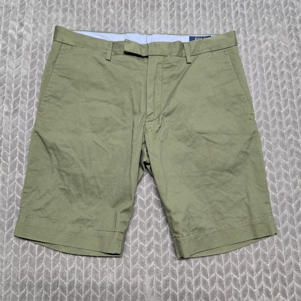 Polo Ralph Lauren Mens Olive Green Stretch Slim Fit Chino Shorts Size 31 Yacht